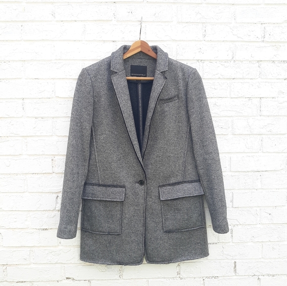 Banana Republic Wool Blend Textured Boyfriend Blazer - Picture 2 of 11